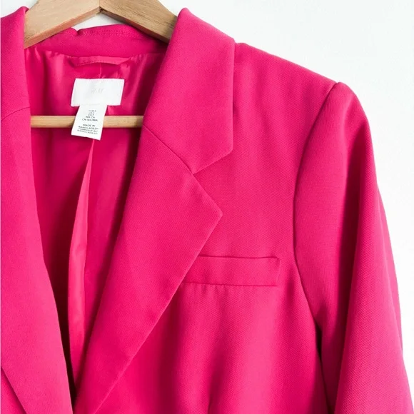 H&M Double-Breasted Structured Pink Blazer - Size Small - Picture 4 of 10